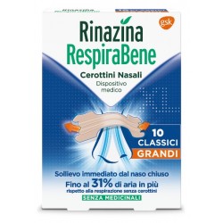 Glaxosmithkline C. Health. Rinazina Respirabene Cerotti Nasali Classici Grandi Carton 10 Pezzi