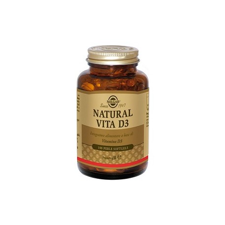 Solgar Natural Vita D3 100 perle Integratore antiossidante multifunzionale