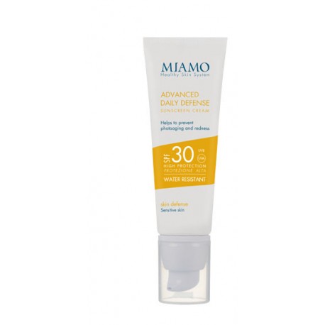 MIAMO Advanced Daily Defense Crema Solare 50 ml Viso Spf 30 Fotoprotettore Anti-Arrossamento Cutaneo e Foto-invecchiamento